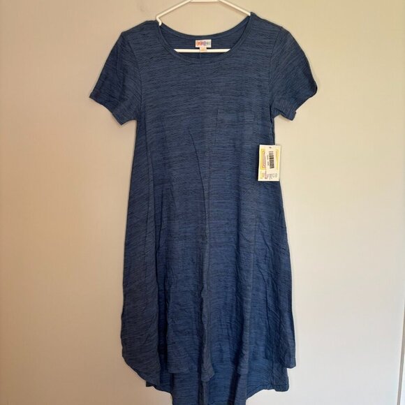LULAROE NEW Carly XXSmall Hi Lo Hem Blue Short Sleeve - Picture 1 of 4